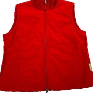 Columbia knit back zip up quilted vest L red